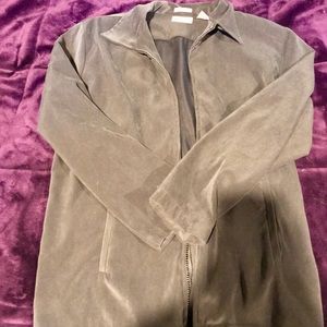 Olive green velvet feeling long sleeve jacket